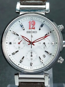 美品 SEIKO セイコー LK LUKIA ルキア SSVS035 アナログ ソーラー 腕時計 クロノグラフ カレンダー レザーベルト ステンレス 動作確認済み