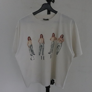 L499 90sビンテージ giant CHER 半袖プリントTシャツ■1990年代製 表記Lサイズ 白 ホワイト ロック バンド カットオフ アメカジ 古着 激安