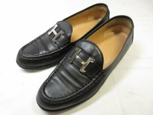 HH【エルメス HERMES】 コンスタンス 金具付き レザー ローファー スリッポン 靴 (レディース) size37.5 ブラック ■30LZ4435■