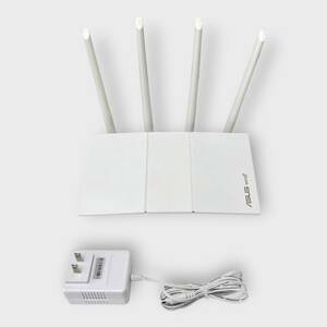 1円出品 【売り切り】ASUSTek WiFi 無線 ルーター WiFi6 1201+574Mbps デュアルバンド RT-AX55/W