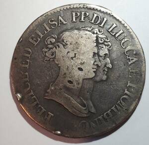 10,000円スタート イタリア Lucca 1808年 2 franchi 銀貨