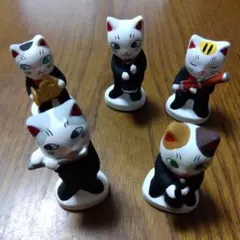 陶器製　猫の置物　木管五重奏