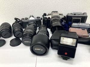 Canon PENTAX キャノン ペンタックス カメラ用具一式 まとめ売り レンズ ストロボ付 EOS55 SIGMA シグマ LENS 一眼 アナログ 動作未確認