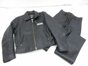 Y019-S3-12509 HARLEY-DAVIDSON ハーレーダビットソン PREMIUM 1999 ライダース レザージャケット Mサイズ レザーパンツ 30サイズ 現状品①