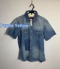 新品タグ付き■Purple Yellow◾️ブリーチ　ダンガリー半袖シャツ:L