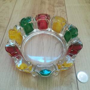 ★昭和レトロ★カラフル灰皿ガラス製　東洋ガラス　ローラー　ビンテージ　POP