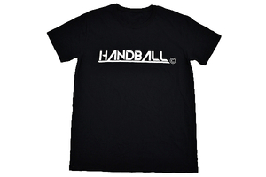 Y-1509★送料無料★超美品★HANDBALL ハンドボール★男女兼用 ブラック黒色 プリント 半袖 T-シャツ Ｌ