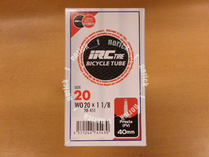 【送料230円可】20インチ 1 1/8 IRC バルブ40mm 仏式 フレンチバルブ FV Presta 20x1-1/8 28718J WO 20 x 1, 1/8