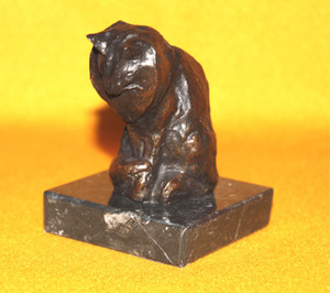 アンゴラの猫　ブロンズ風　大理石　レプリカ　　フランス　オルセー美術館　スタンラン作　ペーパーウエイト　デスクアクセサリ