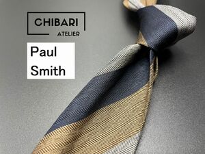 【超美品】PaulSmith　ポールスミス　レジメンタル柄　ネクタイ　3本以上送料無料　グレイネイビー　0404193