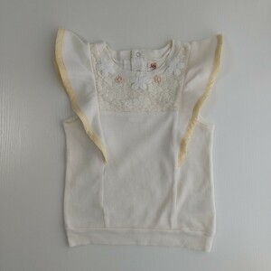 Souris スーリー ★ 肩フリル ノースリーブ カットソー 【95】 (80・90) アイボリー 女の子 トップス Tシャツ 春夏 百貨店ブランド