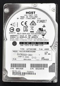 (国内発送) HGST HUC101830CSS200 SAS 12Gb/s 10,000rpm 2.5インチ HDD ディスク容量 300G 初期化済 中古動作品 (管:PA21