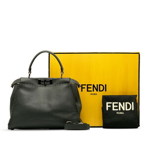 フェンディ セレリア ピーカブー ハンドバッグ ショルダーバッグ 2WAY グレー カーフレザー レディース FENDI 【中古】