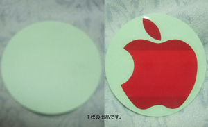 アップルマークシール(赤、台紙の直径：約７cm)。