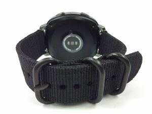 ナイロン製ミリタリーストラップ 交換用腕時計ベルト クイックリリース 黒Xブラック 20mm