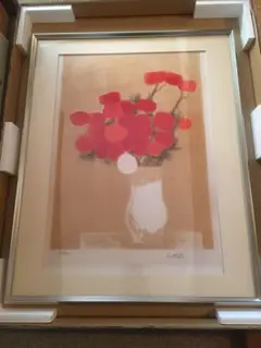 カトラン　白い壺の赤い花束