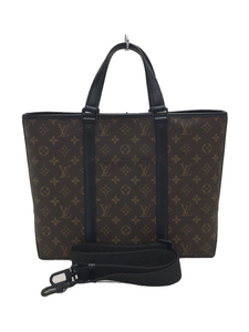 LOUIS VUITTON◆ウィークエンド・トートPM_モノグラム・マカサー_BRW/PVC/BRW/総柄