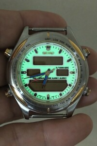 セイコー SEIKO H021-8040 アナデジ デジアナ ジャンク 40mm 蓄光文字盤 コンビケース ワールドタイム 80年代 カッコいい GS VFA KS 大谷