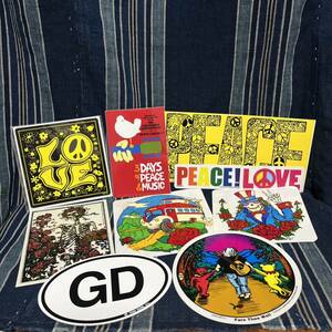 90s y2k sticker set grateful dead woodstock love love&peace ステッカー 70年代 70s グレイトフルデッド デッドベア 90年代 アメリカ製