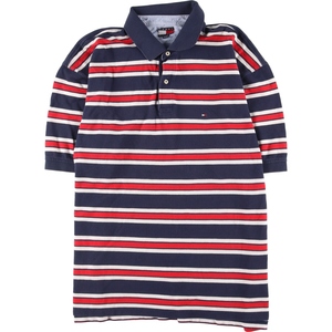 古着 ビックサイズトミーヒルフィガー TOMMY HILFIGER 半袖 ボーダー ポロシャツ メンズXXXL /eaa338007 【SS2309】