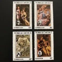 世界の絵画・イースター切手 タークスカイコス島 1984 未使用4種フルセット