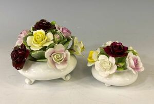 Royal Doulton ロイヤルドルトン 「薔薇　置物　二点」 ローズ 陶花 陶器 オブジェ 花束 バラ インテリア 西洋陶器 イングランド y18631500