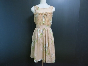 #snc ブルーガール BLUGIRLBLUMARINE ワンピース 38 ベージュ 花柄 ノースリーブ バックジップ シルク イタリア製 レディース [661096]