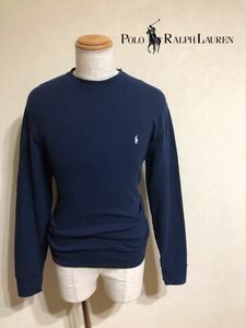 Polo Ralph Lauren ポロ ラルフローレン サーマル クルーネック アイコン Tシャツ トップス サイズM 長袖 ネイビー