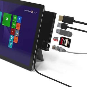 Microsoft Surface Pro4 Pro5 Pro6用USB 3.0 ハブ ミニDP 6ポートアダプター