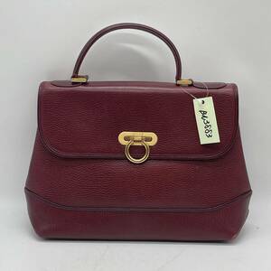 ⑥BN3883●BALLY バリー本革 カーフレザー ハンドバッグ 手提げ鞄 ゴールド金具 ボルドー