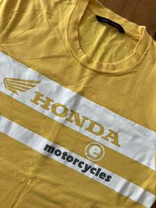 美品　SINICHIRO ARAKAWA × HONDA RACING TEAM コラボ Tシャツ　Mサイズ イエロー　ホンダレーシング　SHINICHIRO 半袖Tシャツ