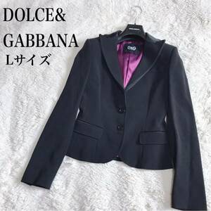 美品 DOLCE&GABBANA タキシード 重ね襟 テーラードジャケット 黒 ドルガバ スーツ