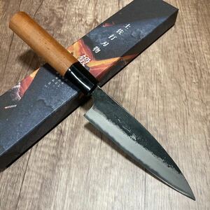 ZAKURI 小柳刃包丁　120mm 両刃 青紙二号　青ニ鋼　ペティナイフとしても 黒打ち仕上げ 土佐打刃物 