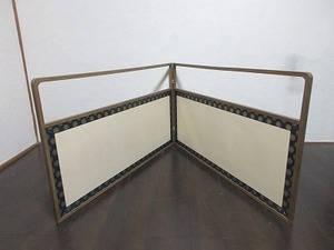 J04906 【 茶道具 桑枠 唐松裂 風炉先屏風 上透 箱無 】 検) 茶室道具 炉風炉兼用 茶室仕切り 衝立 結界 和家具 茶道 茶器 ⅵ