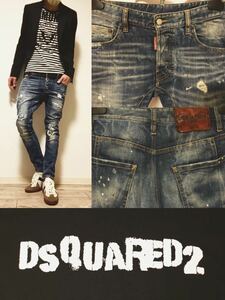 正規 DSQUARED2 16SS TIDY BIKER JEAN ディースクエアード リペア リメイク ストレッチ バイカーデニム 44★