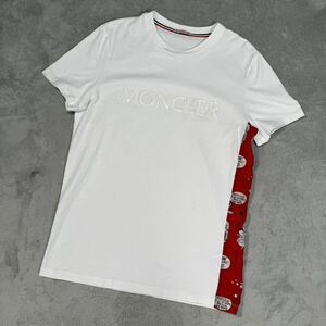 1円　美品　MONCLER モンクレール　マグリア　半袖　Tシャツ 半袖Tシャツ Mサイズ　モンダック　ビッグロゴ　サイドライン　白　赤