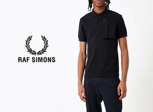 RAF SIMONS ラフシモンズ FRED PERRY フレッドペリー SPACE POCKET PIQUE SHIRT スペースポケット 半袖 ポロシャツ40/ピケシャツ/黒/メンズ