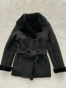 STRAWBERRY-FIELDS size2 羊革 ムートンジャケット ムートンコート ブラック 黒 ストロベリーフィールド 美品
