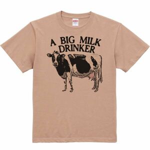 ホルスタイン牛（ミルク大好き）/半袖Ｔシャツ/メンズM/コーラルベージュ・新品・メール便 送料無料