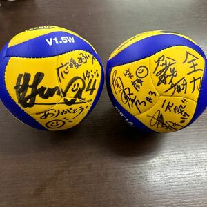 Vリーグ　直筆サイン付き　ミニボール2個　サイズ約15㎝　多数　バレーボール