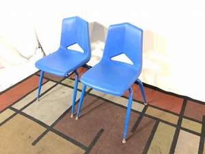 【米軍放出品】スタッキングチェア 2脚 椅子 イス RoyalSeating ミッドセンチュリーモダン 青/ブルー ミーティング (220) BD8LK-W#24