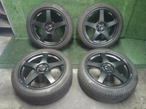 SSR GTV01 MB:黒 アルミホイール 18インチ 4本セット 18×7.5J 5H PCD100 +48 ハブ径約72mm タイヤ付 215/45R18 【エクシーガ YA5取外し】