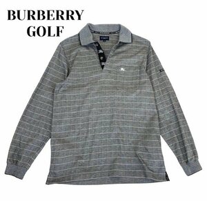 中古 バーバリーゴルフ BURBERRY GOLF 長袖 ポロシャツ チェック柄 グレー メンズ Sサイズ