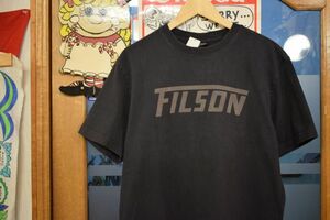グッドプリントUSA製アメリカ製FILSONフィルソンロゴプリントTシャツMブラック黒アメカジワークアウトドアオールコットンh23668
