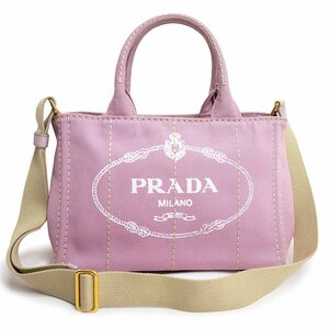 （未使用保管品）プラダ PRADA カナパ 2way ショルダー ハンドバッグ 斜め掛け キャンバス アラバストロ ピンク ゴールド金具 1BG439