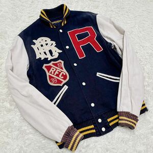 希少 ラルフローレン スタジャン RUGBY Ralph Lauren ラグビー コットン ワッペン アイビー 20s 90s ビンテージ 古着 RRL レタード 紺