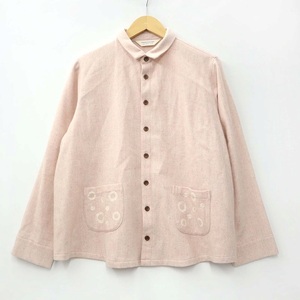 タナカシャツ TANAKA SHIRT ステンカラー ウール シャツジャケット ピンク M レディース