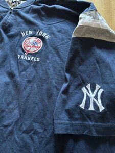 ハーフジップ 90s XXL NEW YORK YANKEES ニューヨークヤンキース Tシャツ ベースボール ゲーム 半袖 USA古着 MLB