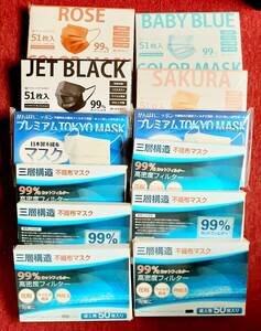 (大量 600枚) がんばれニッポン「プレミアム TOKYO MASK」COLOR MASK 4種 ウイルス 花粉対策 PM2.5 三層構造 不織布マスク