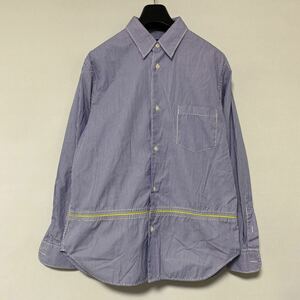 美品 AD 2020 コムデギャルソン オム ストライプ 切替 シャツ XS パッカリング COMME des GARCONS HOMME shirt 蛍光